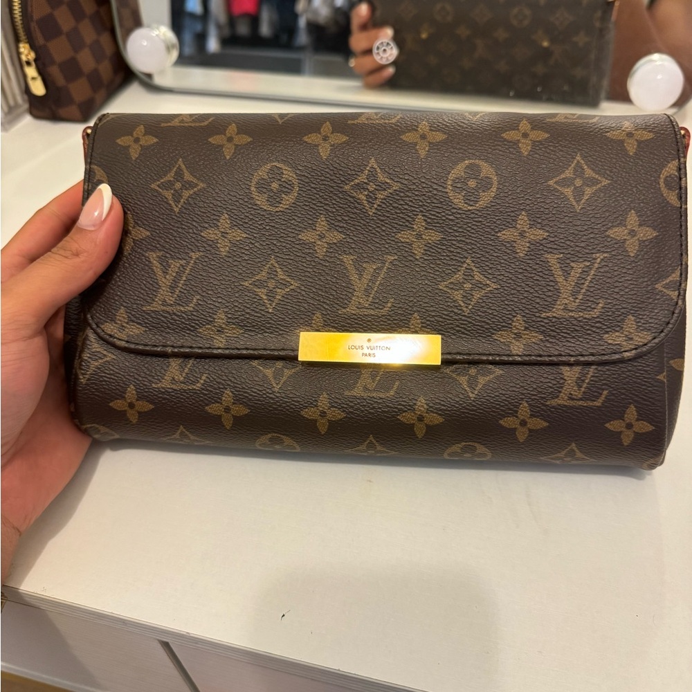 Louis Vuitton Brown Monogram Wristlet with Gold Hardware